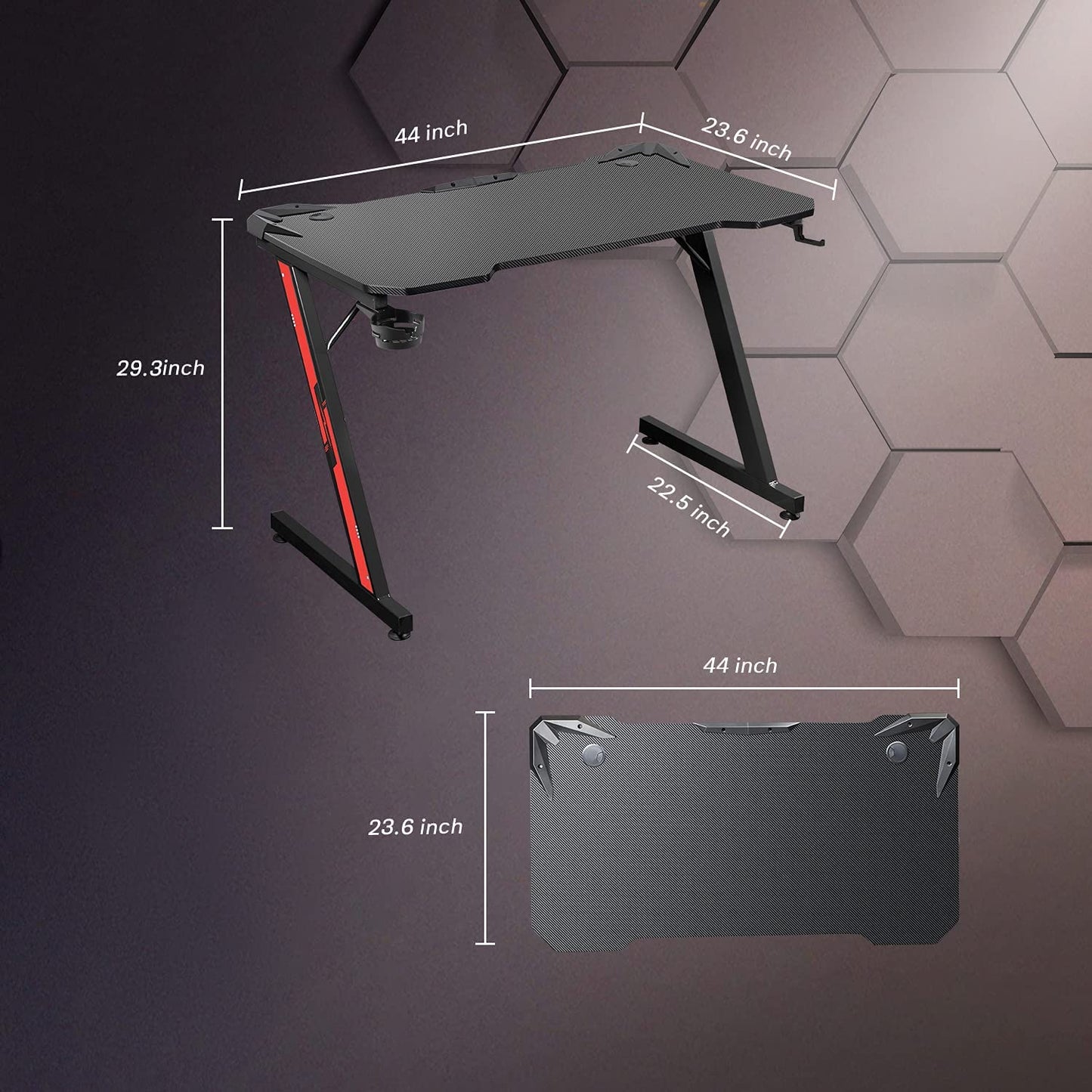 Gaming Desk, Computer and Gaming Table Z Shaped for Pc, Workstation, Home, Offic