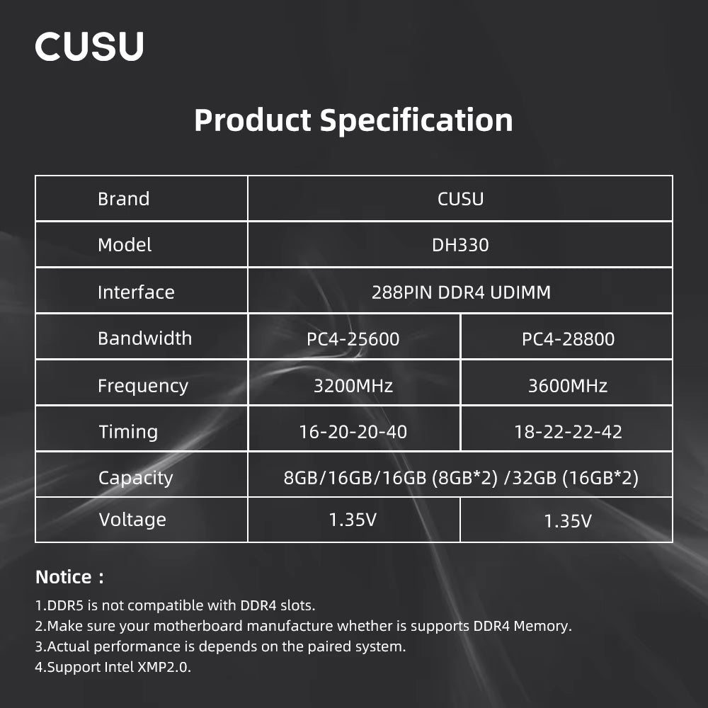RAM DDR4 8GB 16GB Memory 3200Mhz 3600Mhz DDR5 5600Mhz 6400Mhz Desktop Ram 288Pin Udimm for Intel AMD Motherboard