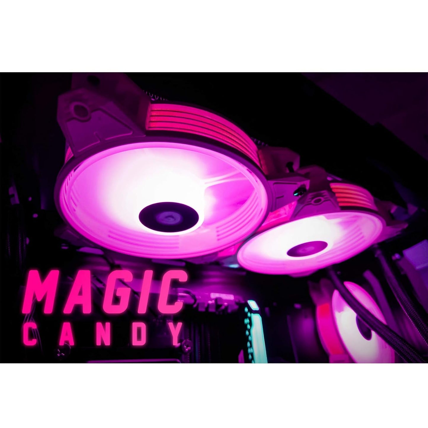 Magic-C Argb Case Fans with Transparent Light Frame Design,120Mm Quiet Computer Cooling PC Fans, 5V ARGB Motherboard SYNC/RC Controller with Hub (3Pack Pink)