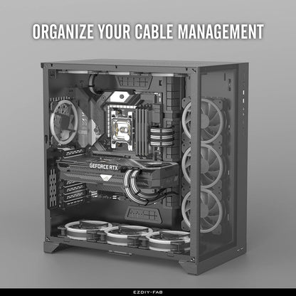 PSU Cable Extension Kit - Sleeved 16 AWG Custom Power Supply Extension 24/8/6/4+4-PIN with Combs - Black/Grey