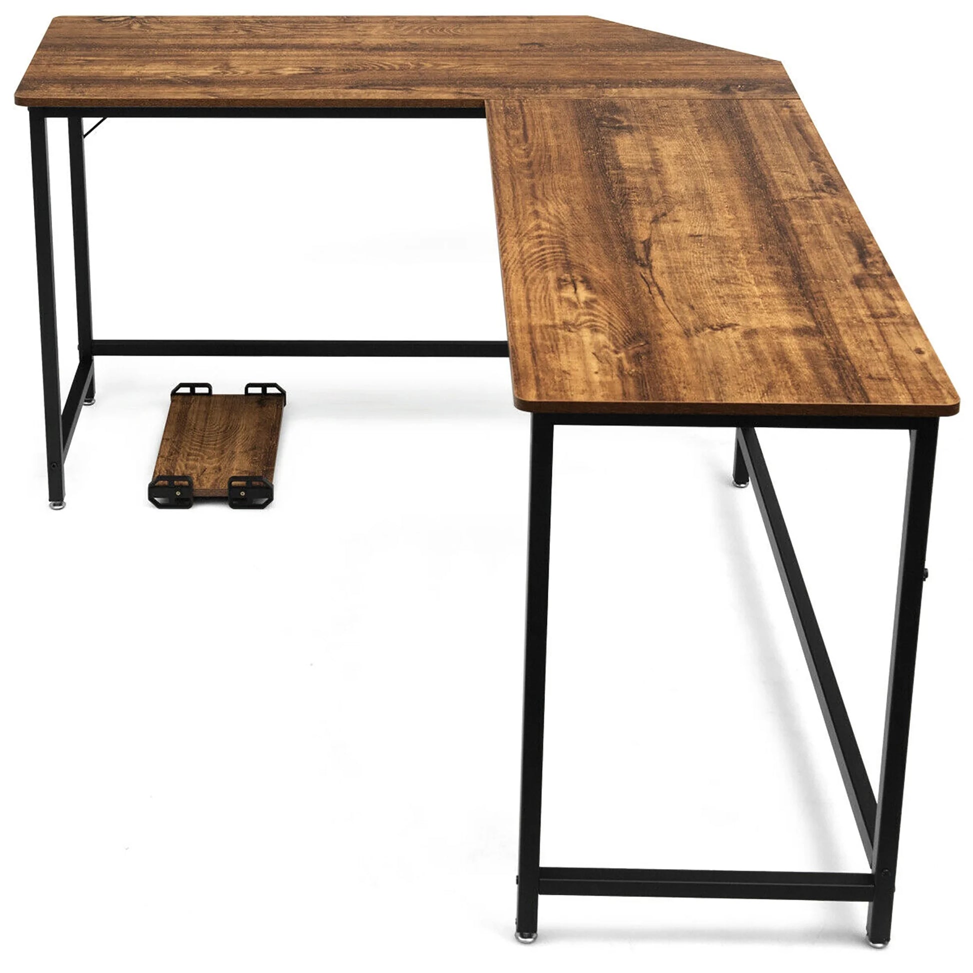 L-Shaped Computer Desk Corner Workstation Study Gaming Table Home Office-Coffee