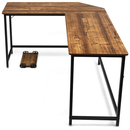 L-Shaped Computer Desk Corner Workstation Study Gaming Table Home Office-Coffee