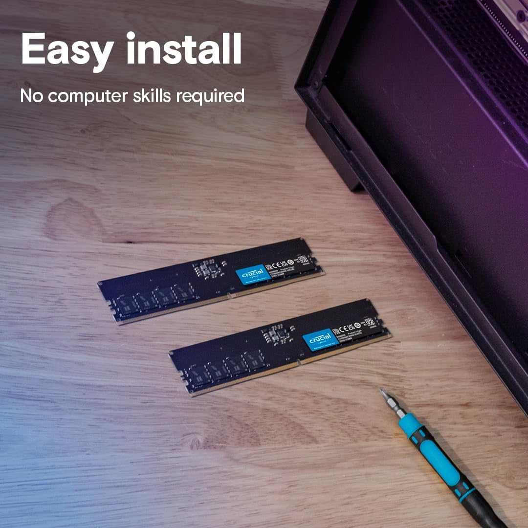 8GB DDR5 RAM, 4800Mhz Desktop Memory, UDIMM 288-Pin, Compatible with 13Th Gen Intel Core and AMD Ryzen 7000 - CT8G48C40U5