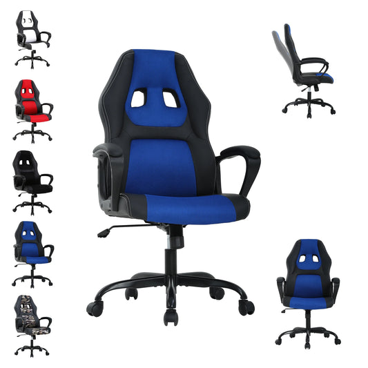 Gaming Chair PC Gaming Chair Gaming Chairs for Adults, Computer Chair PU Leather Office Desk Chair with Arms & Back Ergonomic High-Back Video Game Chair(Blue）