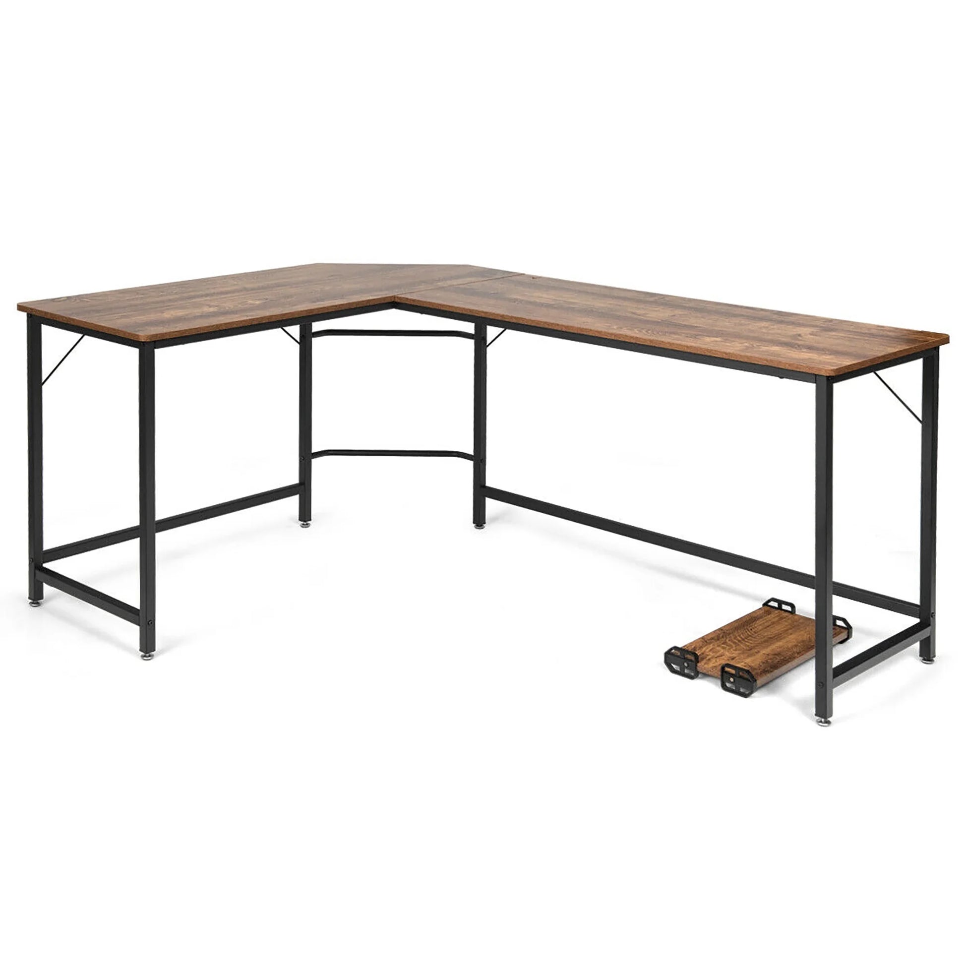 L-Shaped Computer Desk Corner Workstation Study Gaming Table Home Office-Coffee