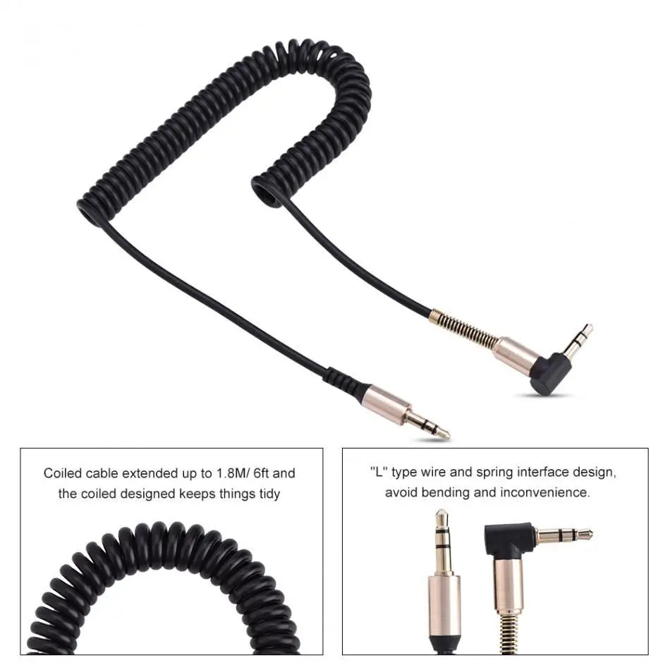 3.5 Jack Aux Cable 3.5Mm Car Spring Audio Cable Gold Plated Jack Male to Male Speaker Cables for Headphone Speaker
