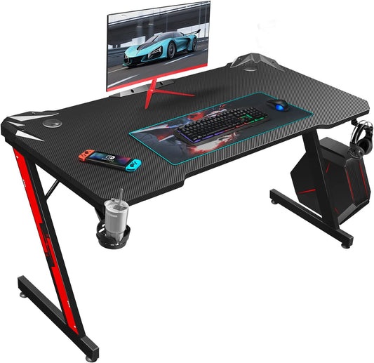 Gaming Desk, Computer and Gaming Table Z Shaped for Pc, Workstation, Home, Offic