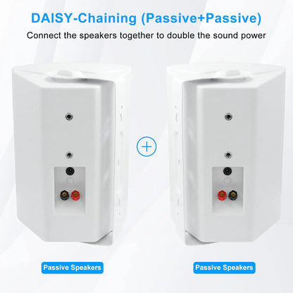 6.5'' 400W Indoor Outdoor Speakers Wired Waterproof Passive with Powerful Bass Wall Mount Speakers All Weather Durability