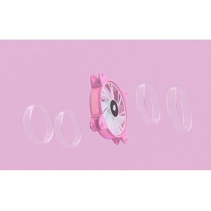 Magic-C Argb Case Fans with Transparent Light Frame Design,120Mm Quiet Computer Cooling PC Fans, 5V ARGB Motherboard SYNC/RC Controller with Hub (3Pack Pink)