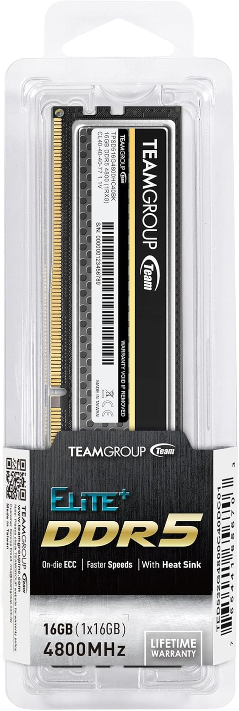 Elite plus DDR5 16GB 4800Mhz PC5-38400 CL40 Unbuffered Non-Ecc 1.1V UDIMM 288 Pi