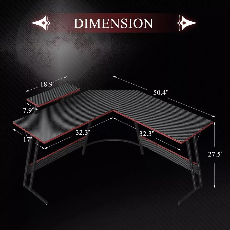 Escritorio Mesa Gamer Para PC Computadora En Forma De L Moderno Negro 51"
