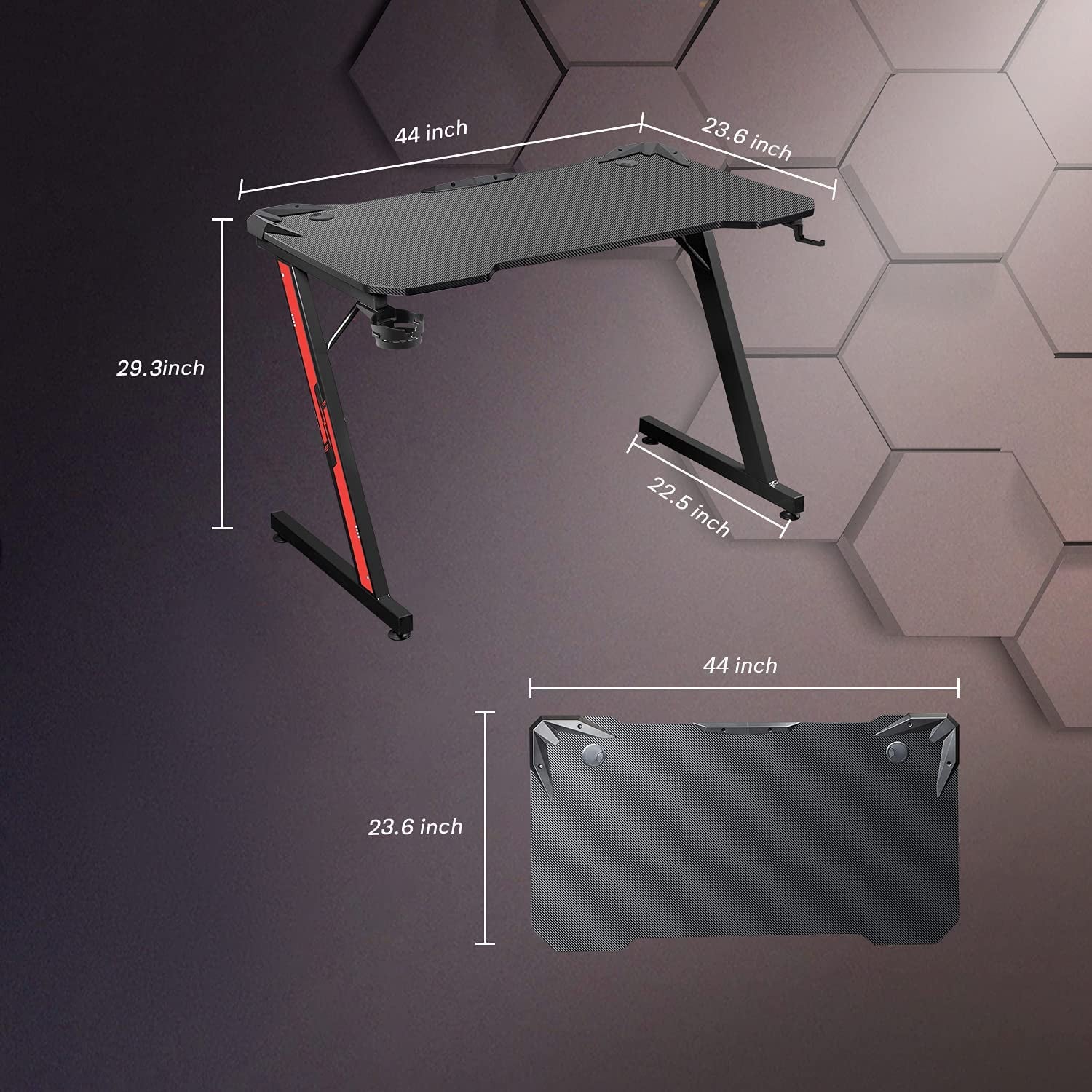 Gaming Desk, Computer and Gaming Table Z Shaped for Pc, Workstation, Home, Offic