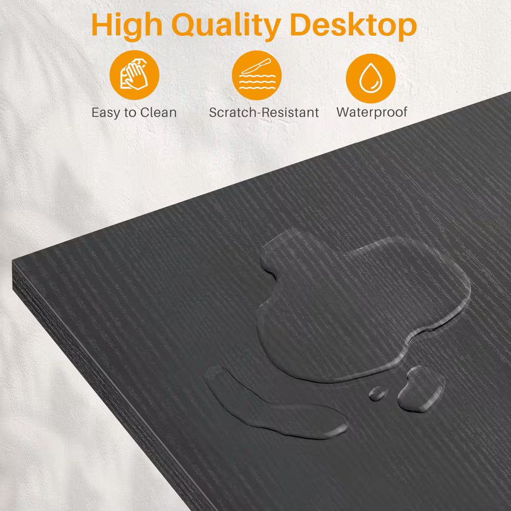 Modern 50 In. L Shaped Black Wood Reversible Computer Desk Corner PC Gaming Table with Side Storage Bag and Shelf