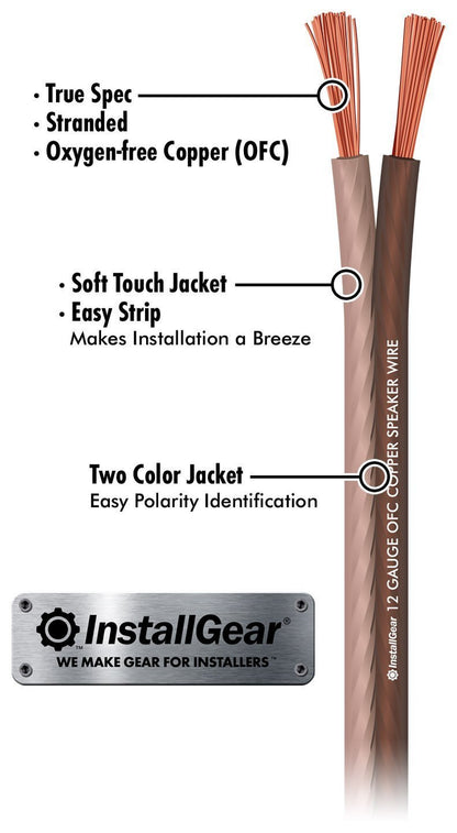 12 Gauge Speaker Wire - 30Ft Brown 12 AWG - Deoxidized Copper True Spec Soft Touch OFC Cable for Outdoor Speakers