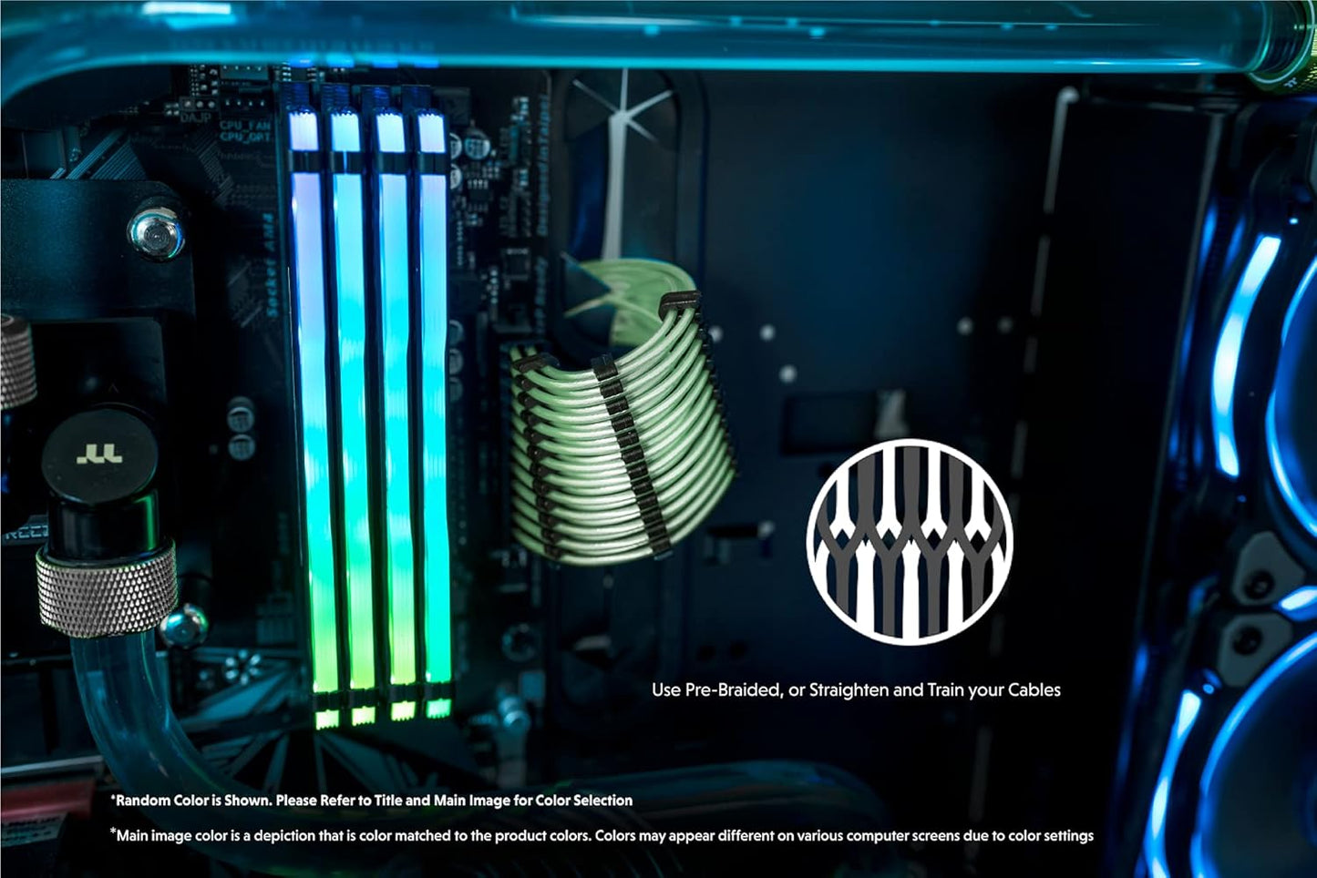 - 30Cm 8P(4+4) CPU PSU Cable Extension 18AWG Oxygen Free Copper (OFC) Teflon Jacket Custom Mod PC W/Combs | Single Pack | 300Mm - Green