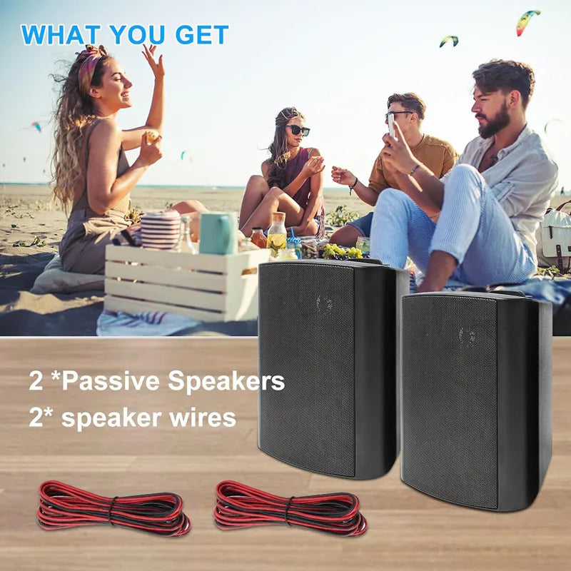 6.5'' 400W Indoor Outdoor Speakers Wired Waterproof Passive with Powerful Bass Wall Mount Speakers All Weather Durability