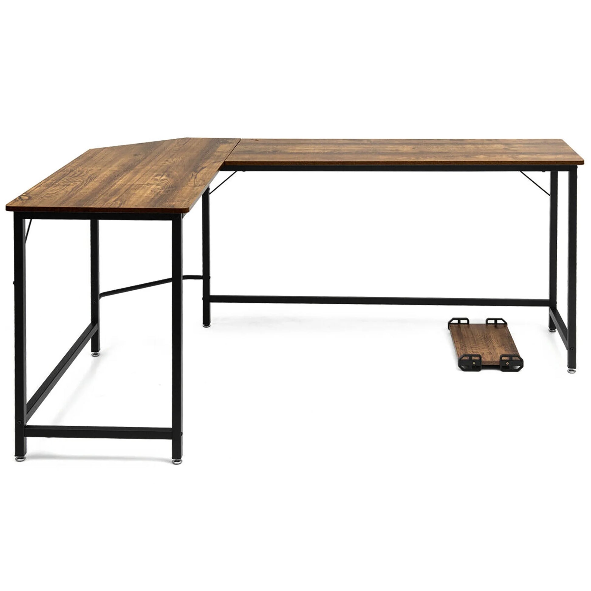 L-Shaped Computer Desk Corner Workstation Study Gaming Table Home Office-Coffee
