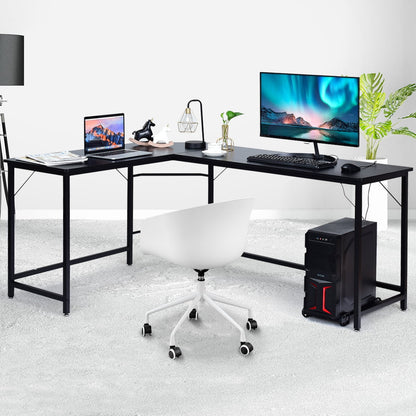 L-Shaped Computer Desk Corner Workstation Study Gaming Table Home Office-Black