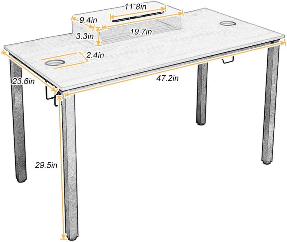 Gaming Computer Desk with RGB LED Mouse Pad, 47 Inches All-In-One Gaming Table/Workstation with Display Stand, ND14 Pro, Teak and Black Legs, 1 Pack