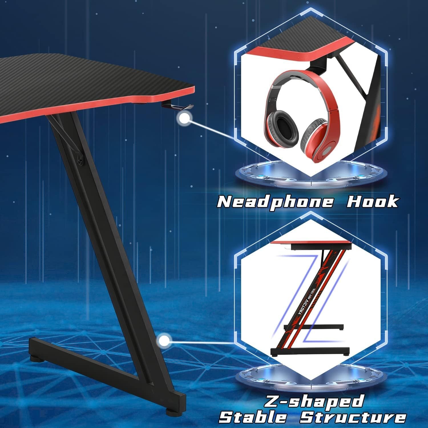 39.4" Gaming Desk Computer Gaming Writing Table Modern Ergonomic Racing Style