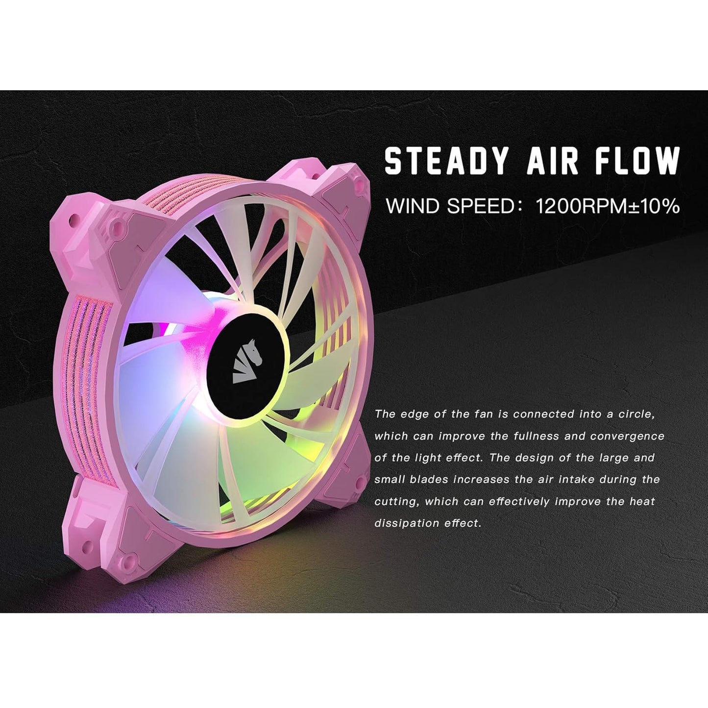 Magic-C Argb Case Fans with Transparent Light Frame Design,120Mm Quiet Computer Cooling PC Fans, 5V ARGB Motherboard SYNC/RC Controller with Hub (3Pack Pink)