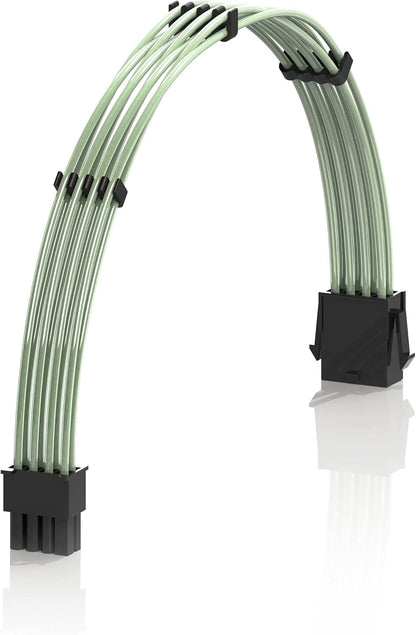 - 30Cm 8P(4+4) CPU PSU Cable Extension 18AWG Oxygen Free Copper (OFC) Teflon Jacket Custom Mod PC W/Combs | Single Pack | 300Mm - Green
