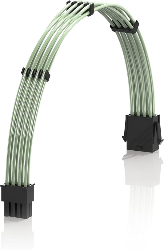 - 30Cm 8P(4+4) CPU PSU Cable Extension 18AWG Oxygen Free Copper (OFC) Teflon Jacket Custom Mod PC W/Combs | Single Pack | 300Mm - Green