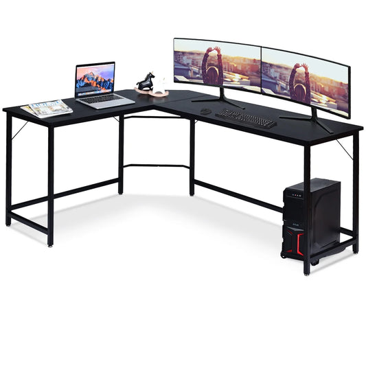 L-Shaped Computer Desk Corner Workstation Study Gaming Table Home Office-Black
