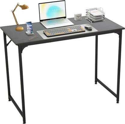 39 Inch Computer Desk Modern Writing Desk, Simple Study Table, Industrial Office Desk, Sturdy Laptop Table for Home Office, Black
