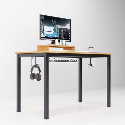 Gaming Computer Desk with RGB LED Mouse Pad, 47 Inches All-In-One Gaming Table/Workstation with Display Stand, ND14 Pro, Teak and Black Legs, 1 Pack