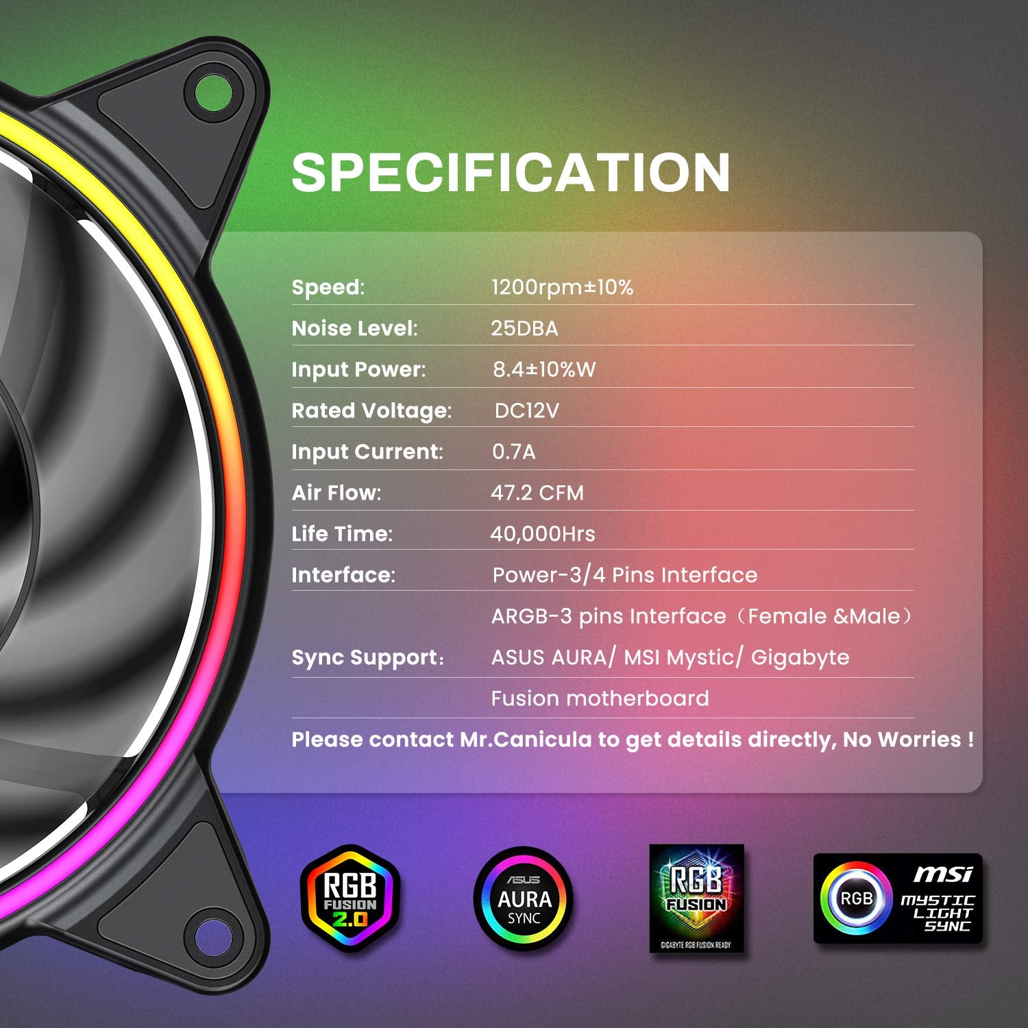 ARGB PC Fans 120Mm,Cooling Case Fans for Gaming Pc,1250 Quiet High Airflow,Adjustable Color LED White PC Fan,Cpu Coolers,Radiators System (1250KK 3 Pack Fans Only)