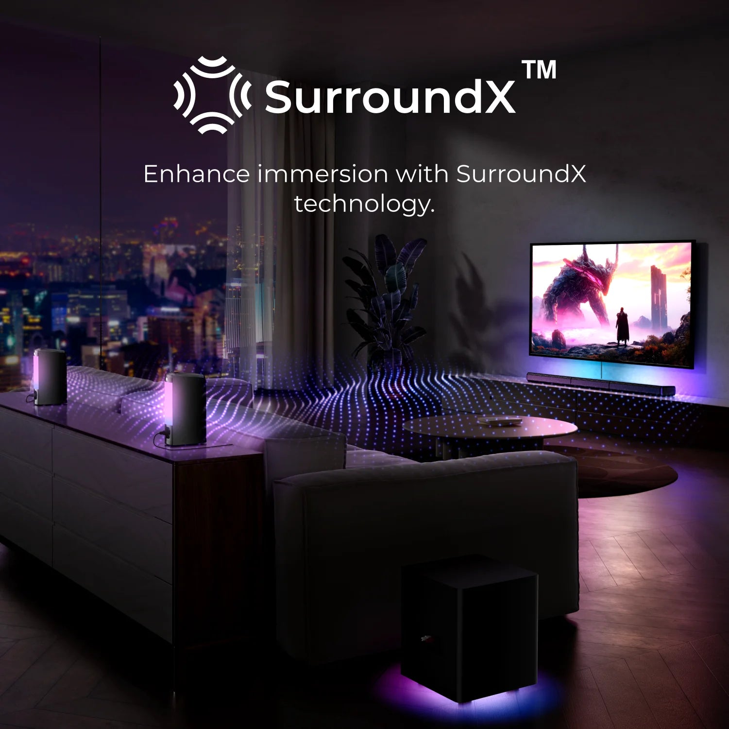 410W 7.1Ch Soundbar with Wireless Subwoofer & 2 Surround Speakers, Surround Sound System Home Theater Bluetooth Speakers