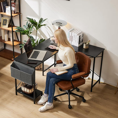 L Shaped Computer Desk - Gaming Table Corner Desk 50 Inch PC Writing Black Desk