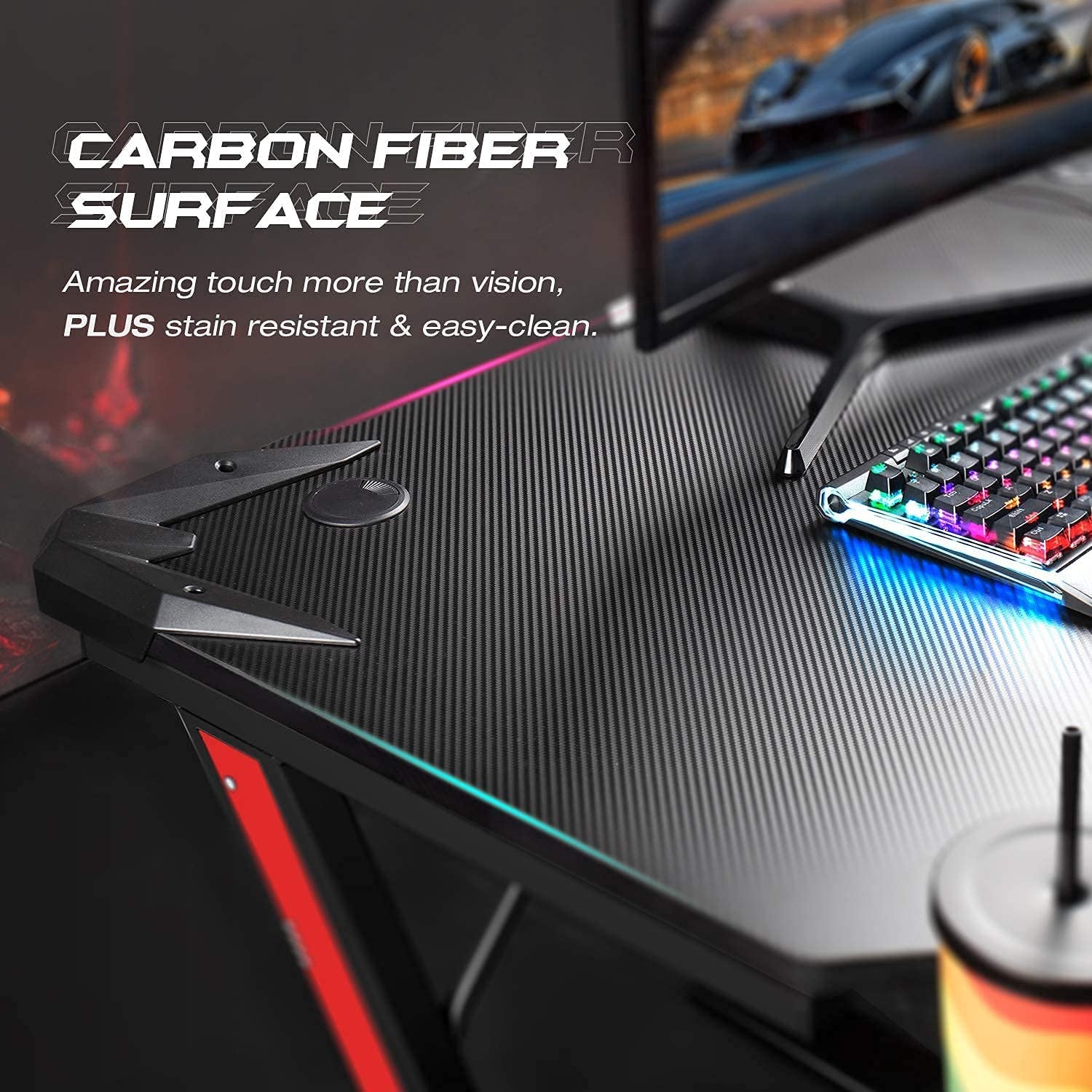 Gaming Desk, Computer and Gaming Table Z Shaped for Pc, Workstation, Home, Offic