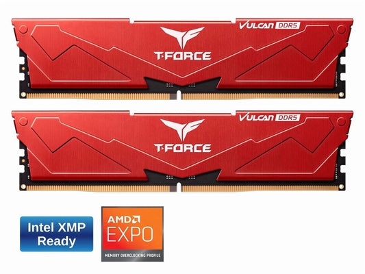 Team T-Force Vulcan 32GB (2 X 16GB) 288-Pin PC RAM DDR5 5600 (PC5 44800) Desktop Memory Model FLRD532G5600HC36BDC01
