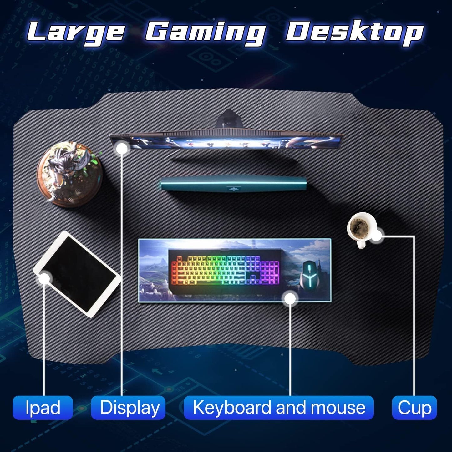 39.4" Gaming Desk Computer Gaming Writing Table Modern Ergonomic Racing Style