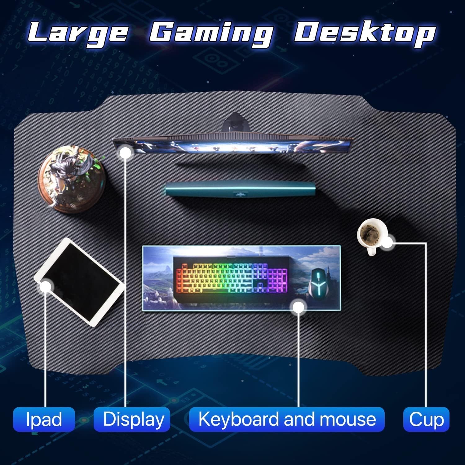 39.4" Gaming Desk Computer Gaming Writing Table Modern Ergonomic Racing Style