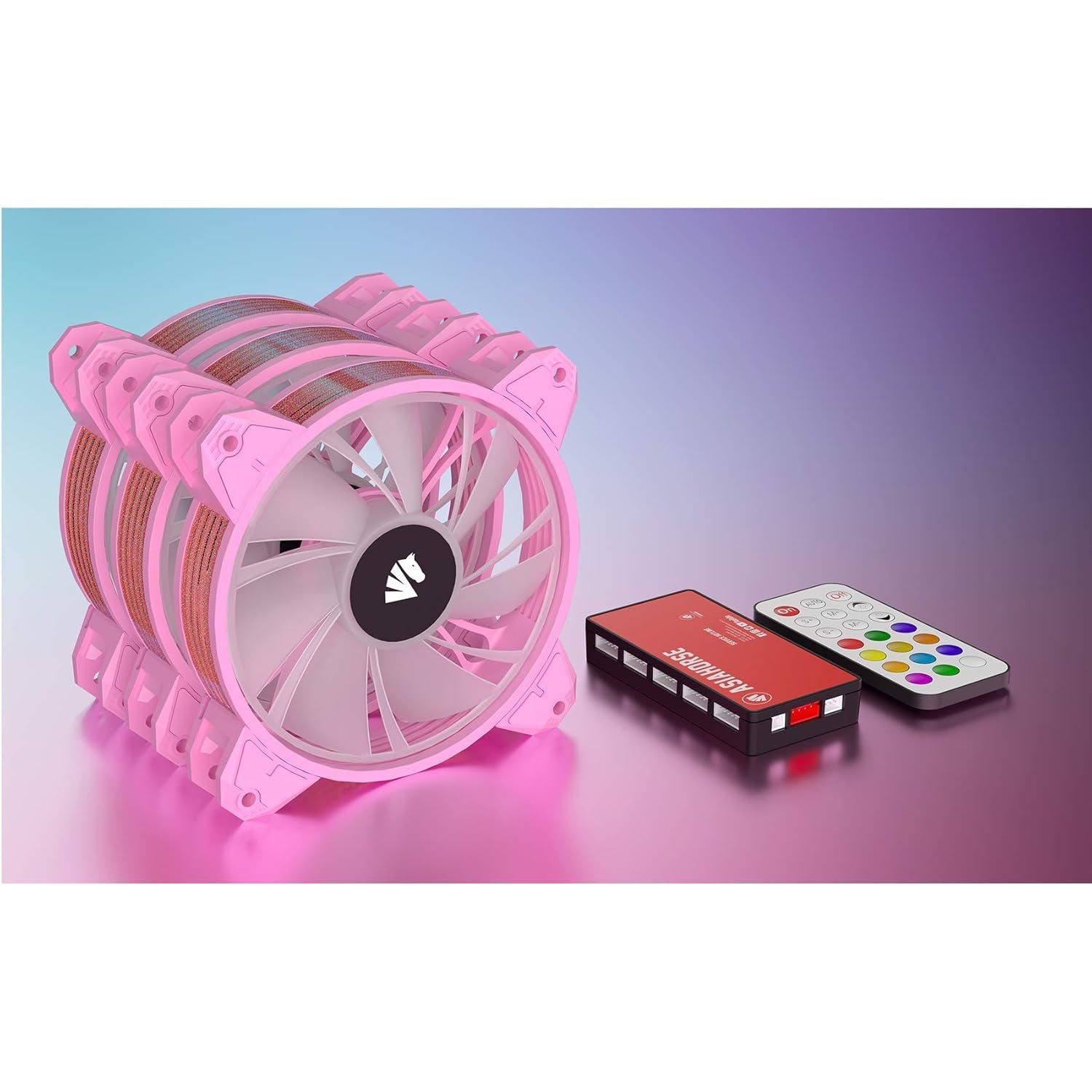 Magic-C Argb Case Fans with Transparent Light Frame Design,120Mm Quiet Computer Cooling PC Fans, 5V ARGB Motherboard SYNC/RC Controller with Hub (3Pack Pink)