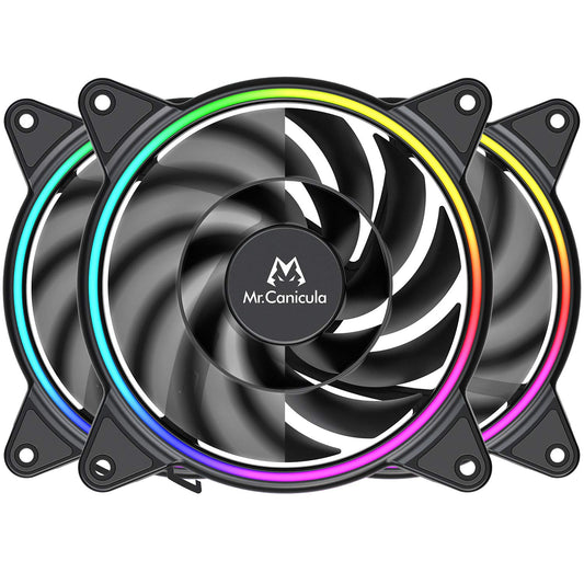 ARGB PC Fans 120Mm,Cooling Case Fans for Gaming Pc,1250 Quiet High Airflow,Adjustable Color LED White PC Fan,Cpu Coolers,Radiators System (1250KK 3 Pack Fans Only)