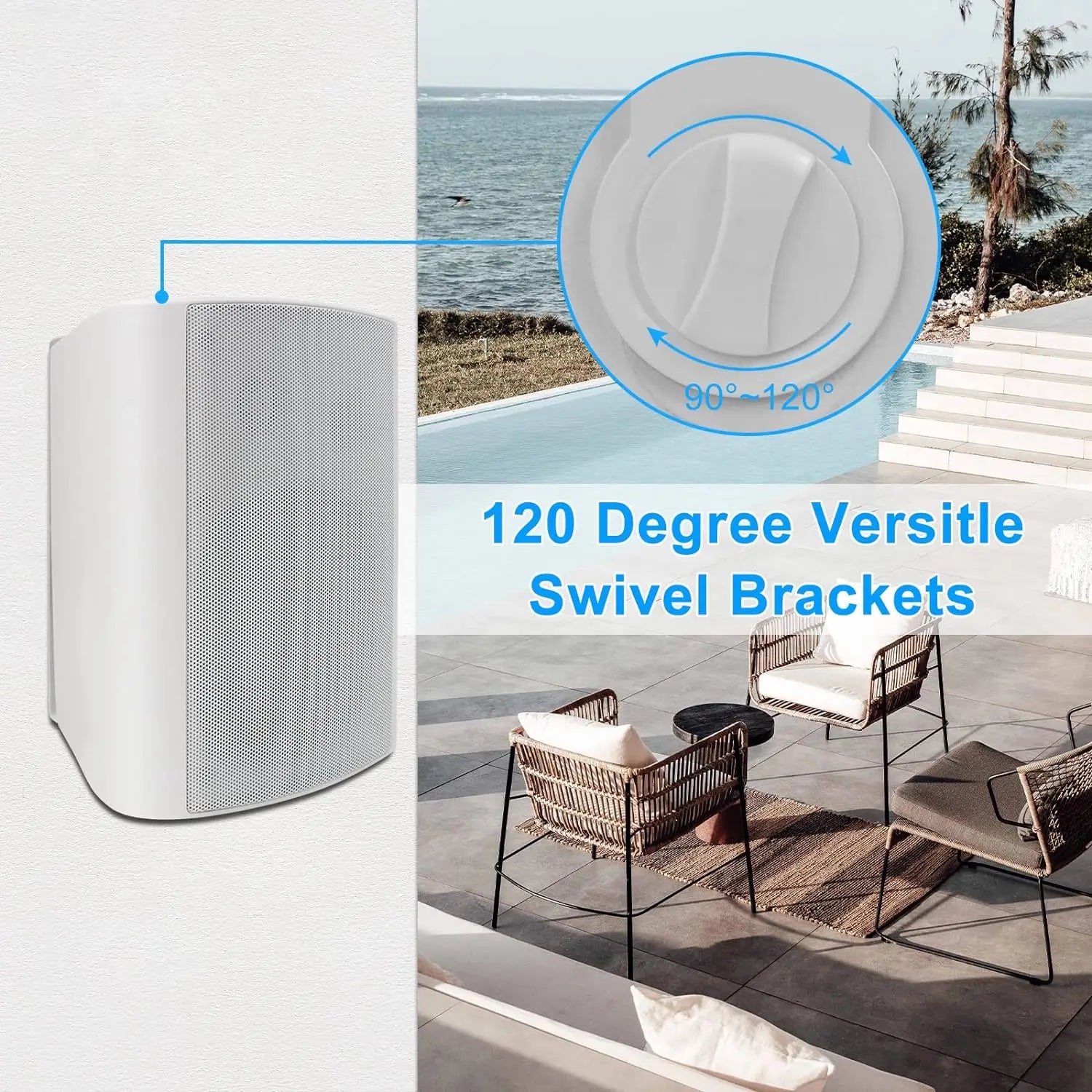 6.5'' 400W Indoor Outdoor Speakers Wired Waterproof Passive with Powerful Bass Wall Mount Speakers All Weather Durability