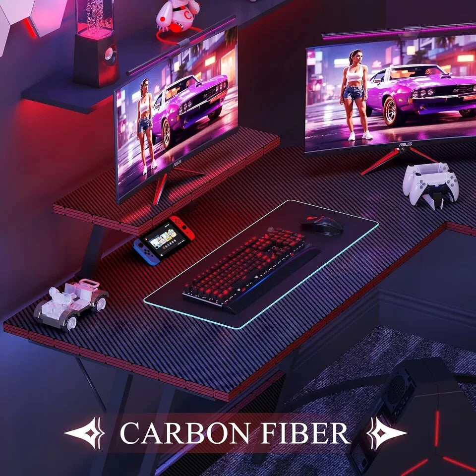 Escritorio Mesa Gamer Para PC Computadora En Forma De L Moderno Negro 51"