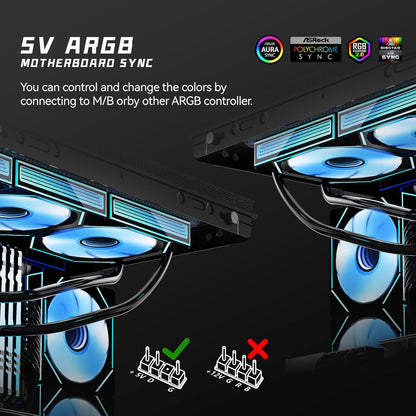 Daisy Chain Case Fan:5 Pack 120Mm PC RGB Fans Computer Case Fans, 5V 3-PIN Conne