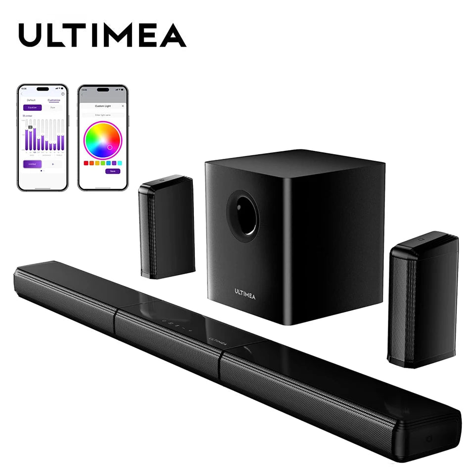 410W 7.1Ch Soundbar with Wireless Subwoofer & 2 Surround Speakers, Surround Sound System Home Theater Bluetooth Speakers