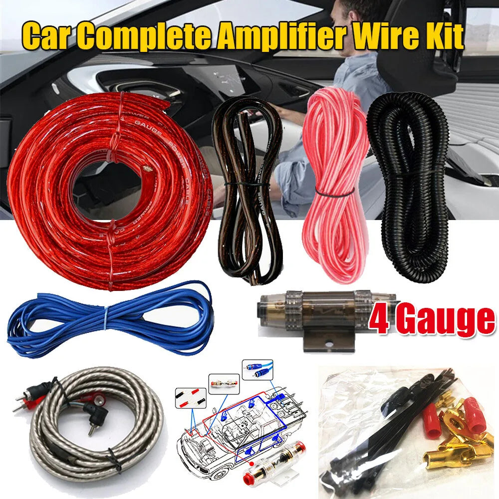 2300W 4 Gauge Gauge Cable Kit Audio Subwoofer AMP RCA Power Cable Wire RCA Fuse Subwoofer Vehicle Modification Parts