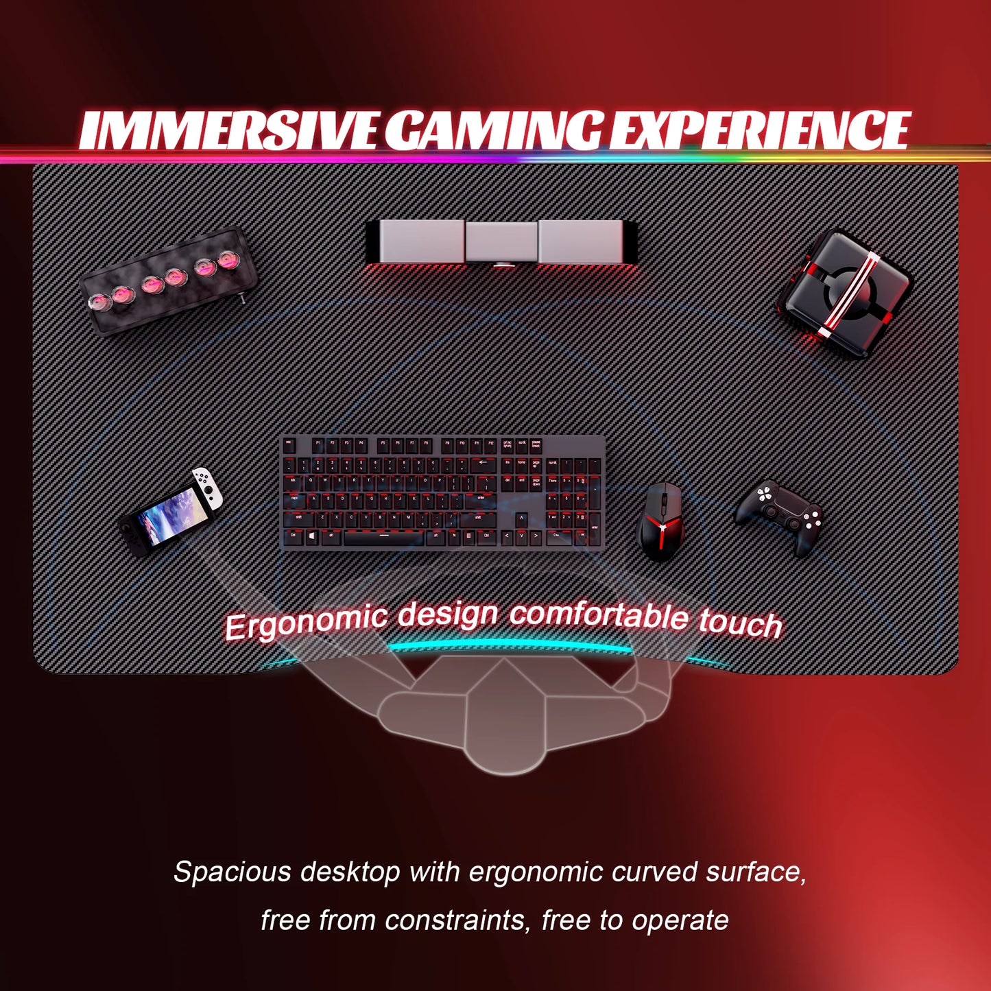 32 Inch Gaming Desk, Ergonomic Gamer Table, Gamer Workstations for Adult and Teen, Black