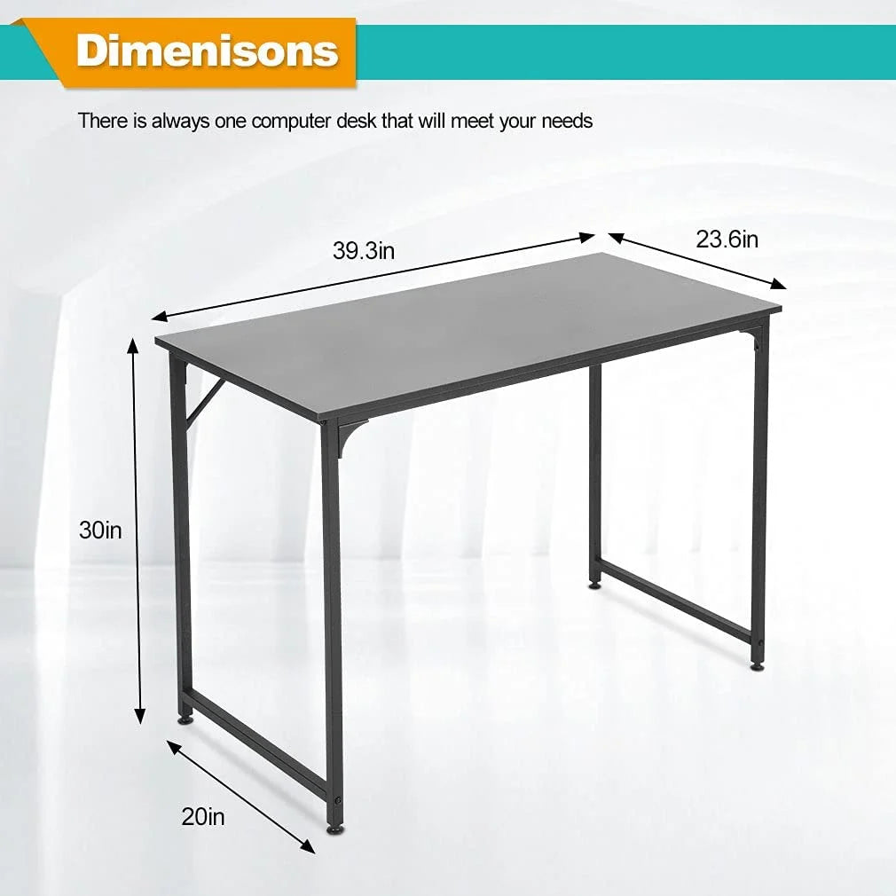 39 Inch Computer Desk Modern Writing Desk, Simple Study Table, Industrial Office Desk, Sturdy Laptop Table for Home Office, Black