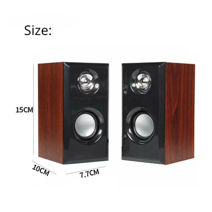 Wooden Speakers USB Powered 3.5MM Audio Jack Surround Sound Wooden Wired Loudspeakers Computer Speakers for Laptop Smartphones