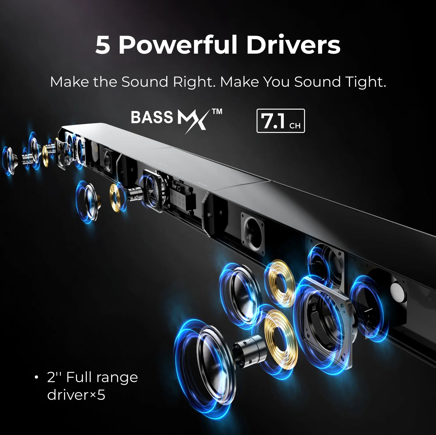 410W 7.1Ch Soundbar with Wireless Subwoofer & 2 Surround Speakers, Surround Sound System Home Theater Bluetooth Speakers