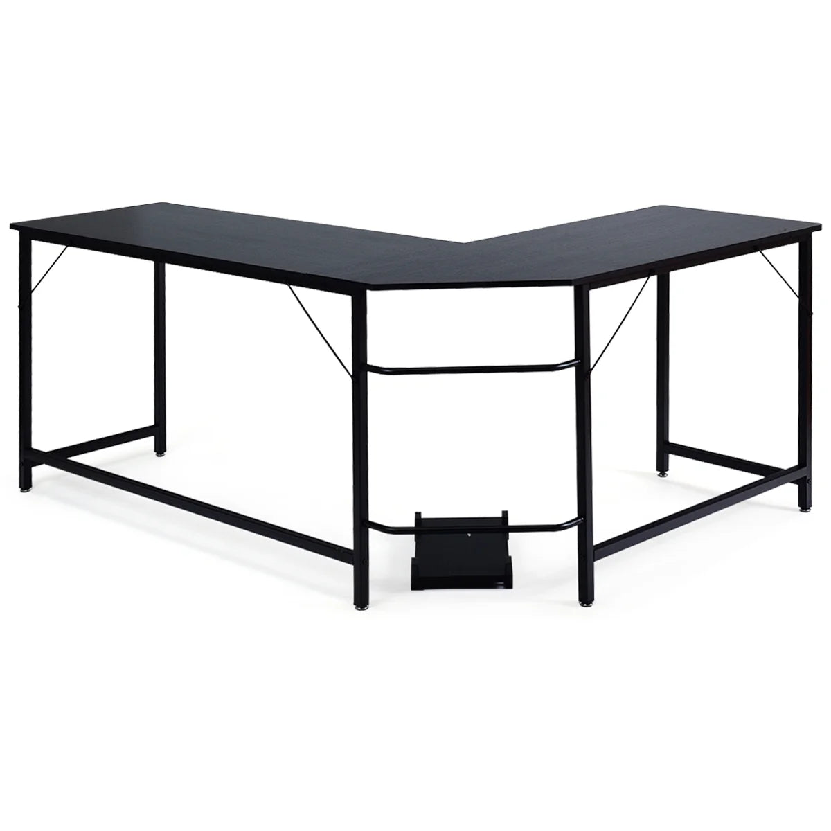 L-Shaped Computer Desk Corner Workstation Study Gaming Table Home Office-Black