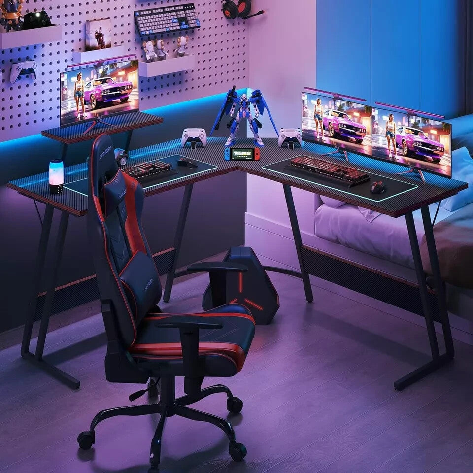 Escritorio Mesa Gamer Para PC Computadora En Forma De L Moderno Negro 51"
